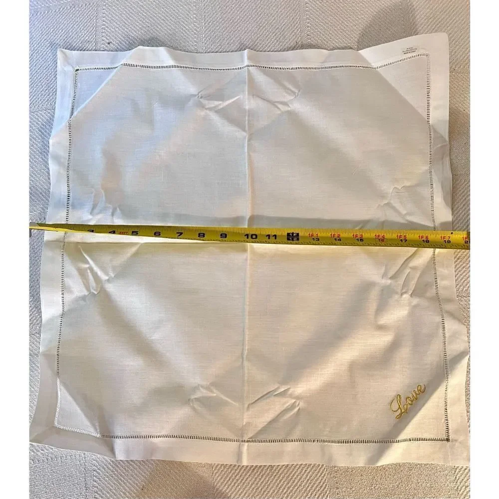 Set of 4 Hemstitched Linen Embroidered Hand Towels/Napkins